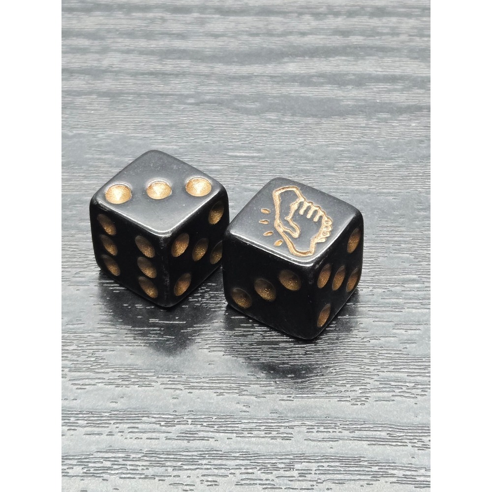 Monopoly Dice Black Gold‎ Replacement Pair Original Game Pieces